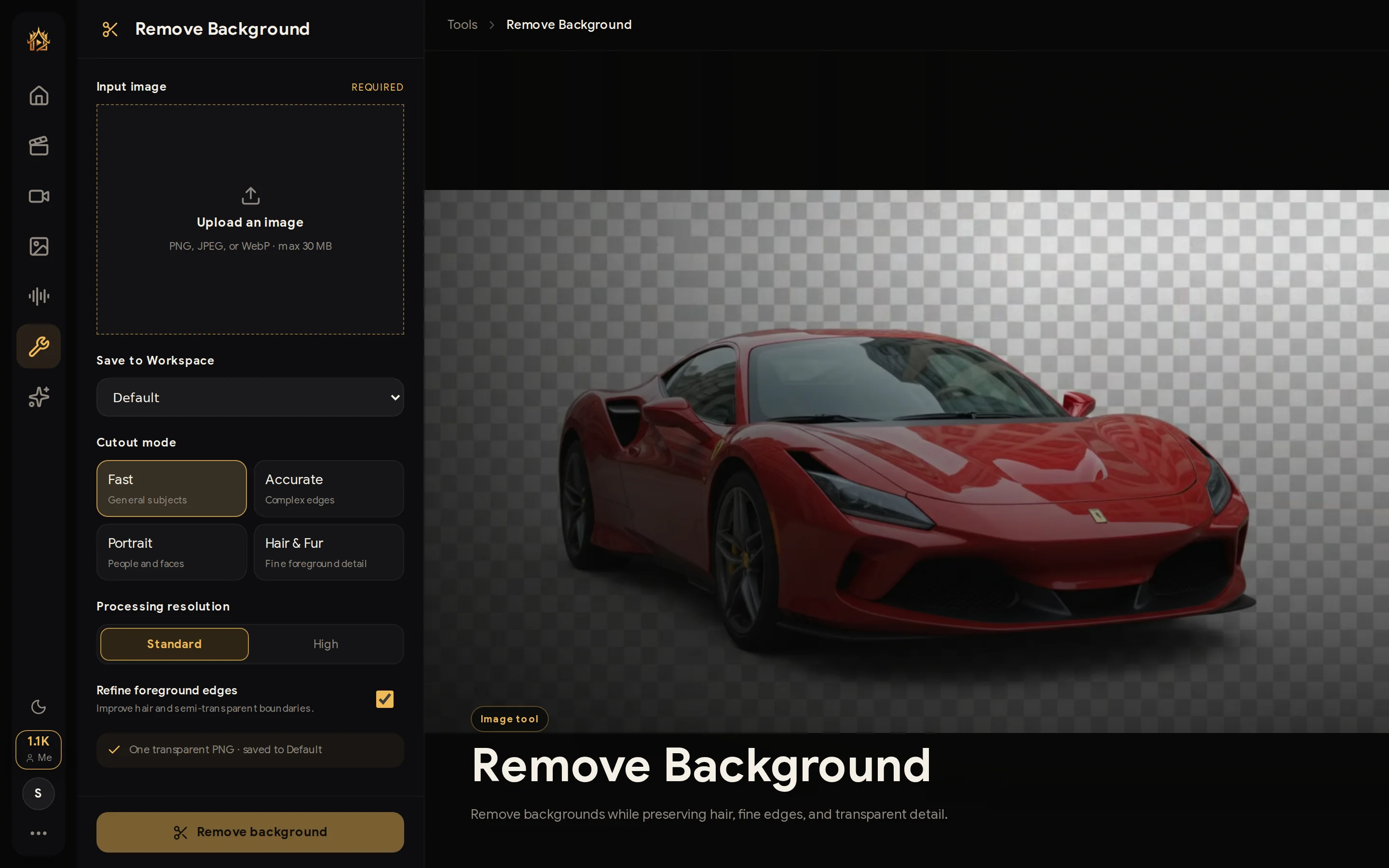 Remove Background tool page