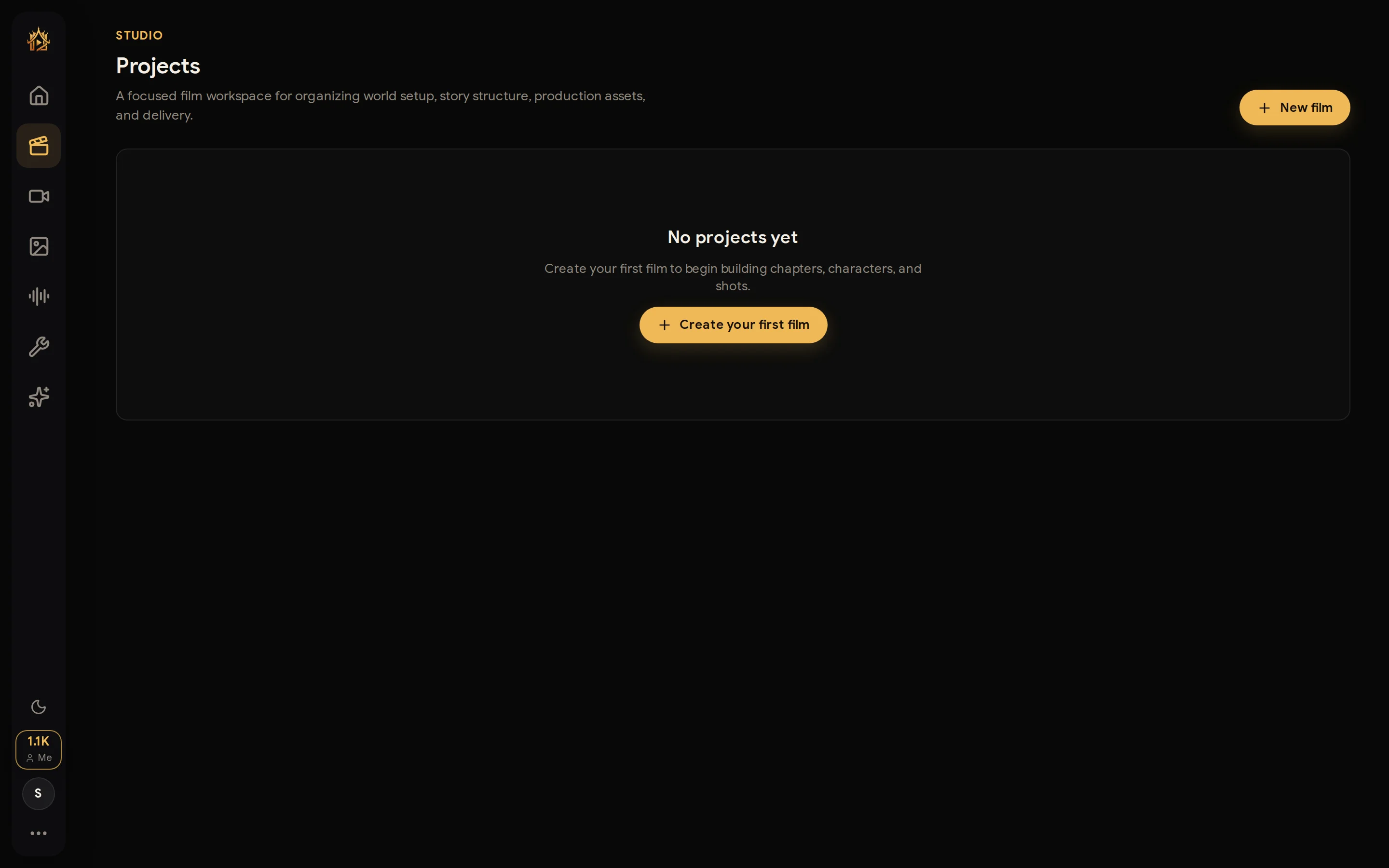 Studio projects page