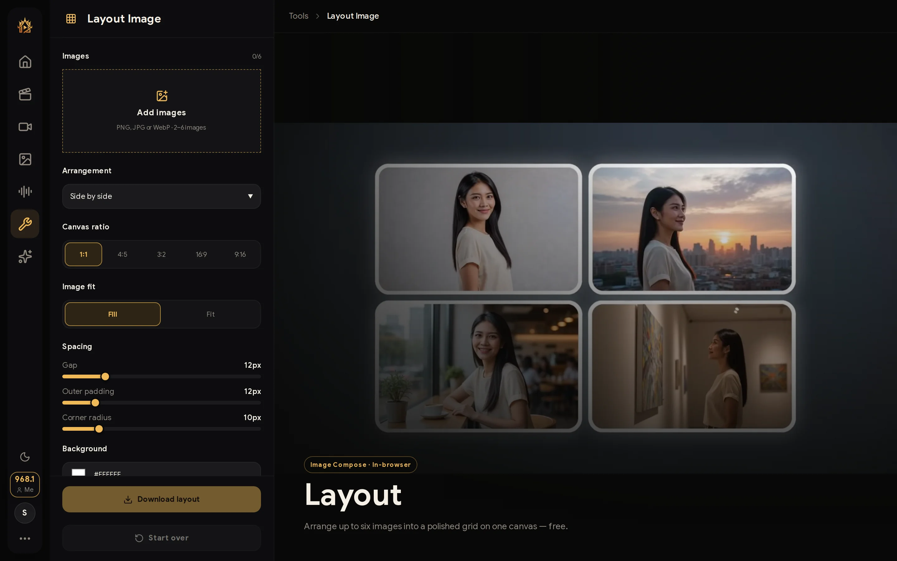 Layout Image tool page