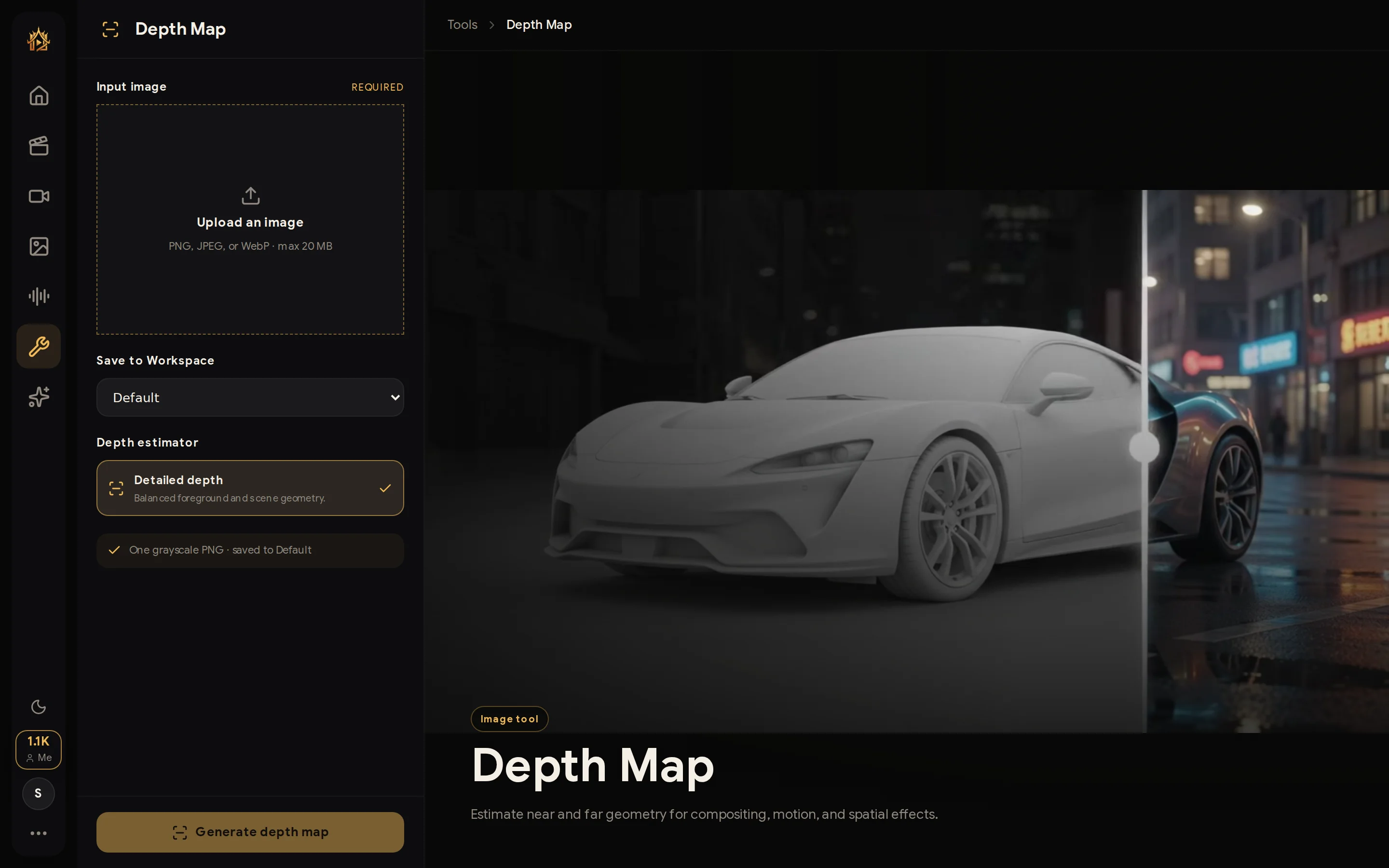 Depth Map tool page