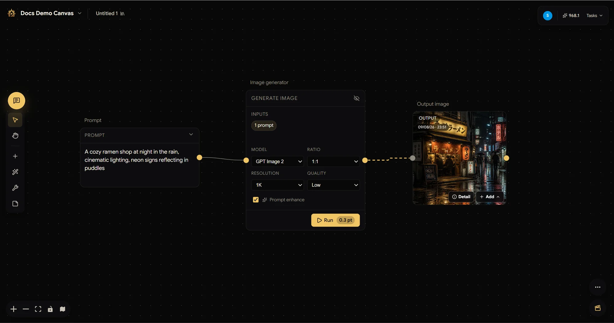 Finished workflow with output