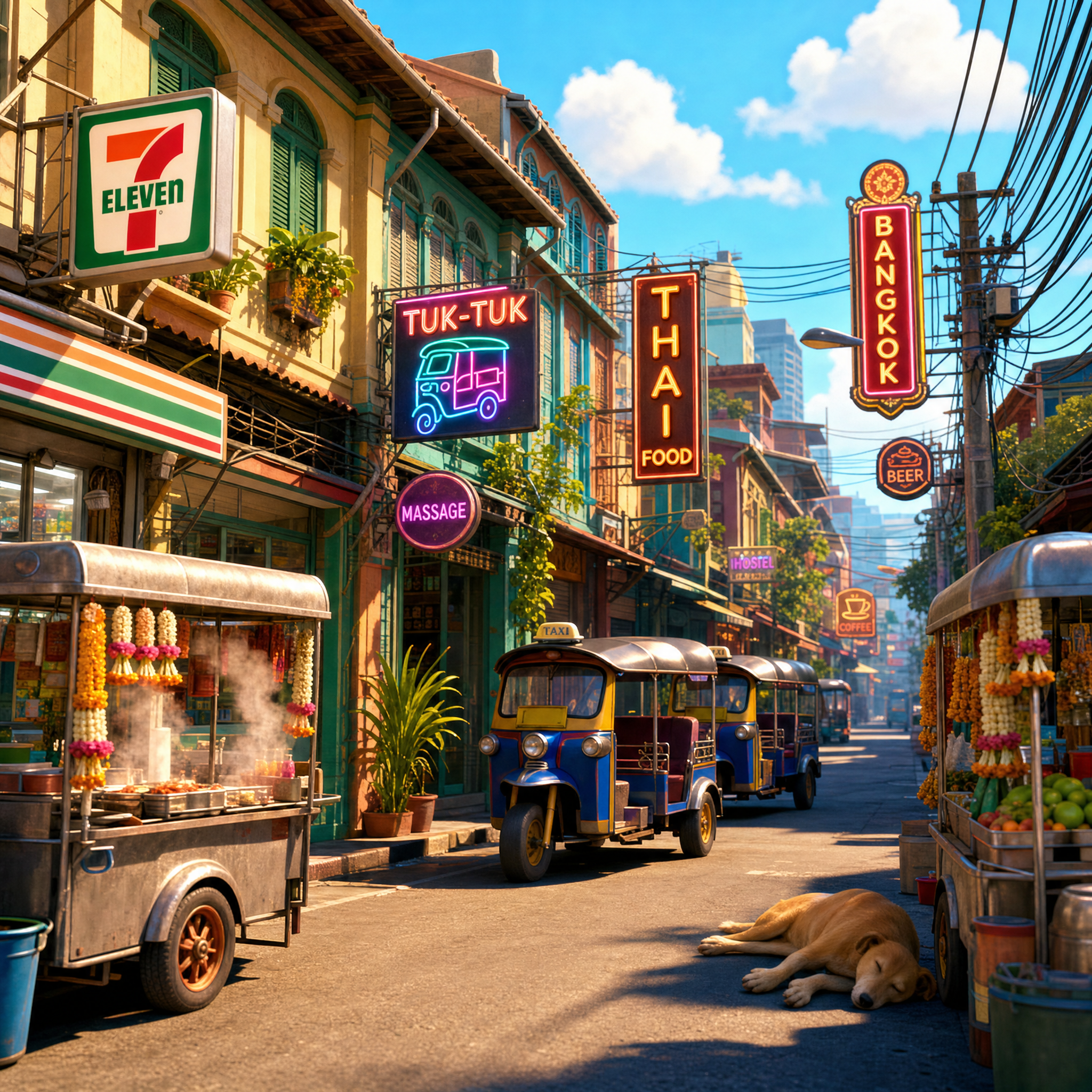 Thai audio and multiple visual references connected to a vertical Bangkok video.